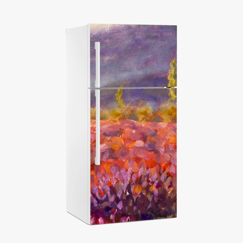 Adesivo per frigorifero campo di lavanda impressionista della Provenza