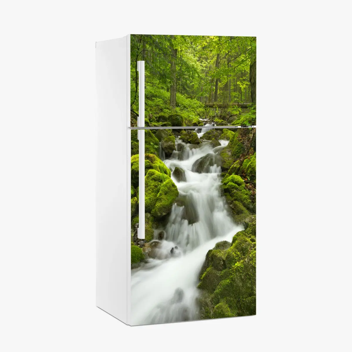 Adesivo per frigorifero cascata di smeraldo nella foresta di Slovenský Raj • Wallissimo® Adesivo per frigorifero cascata di smeraldo nella foresta di Slovenský Raj • Wallissimo®