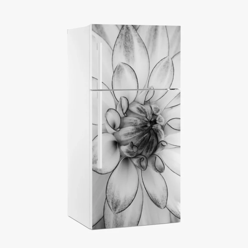 Adesivo per frigorifero eleganza floreale in bianco e nero