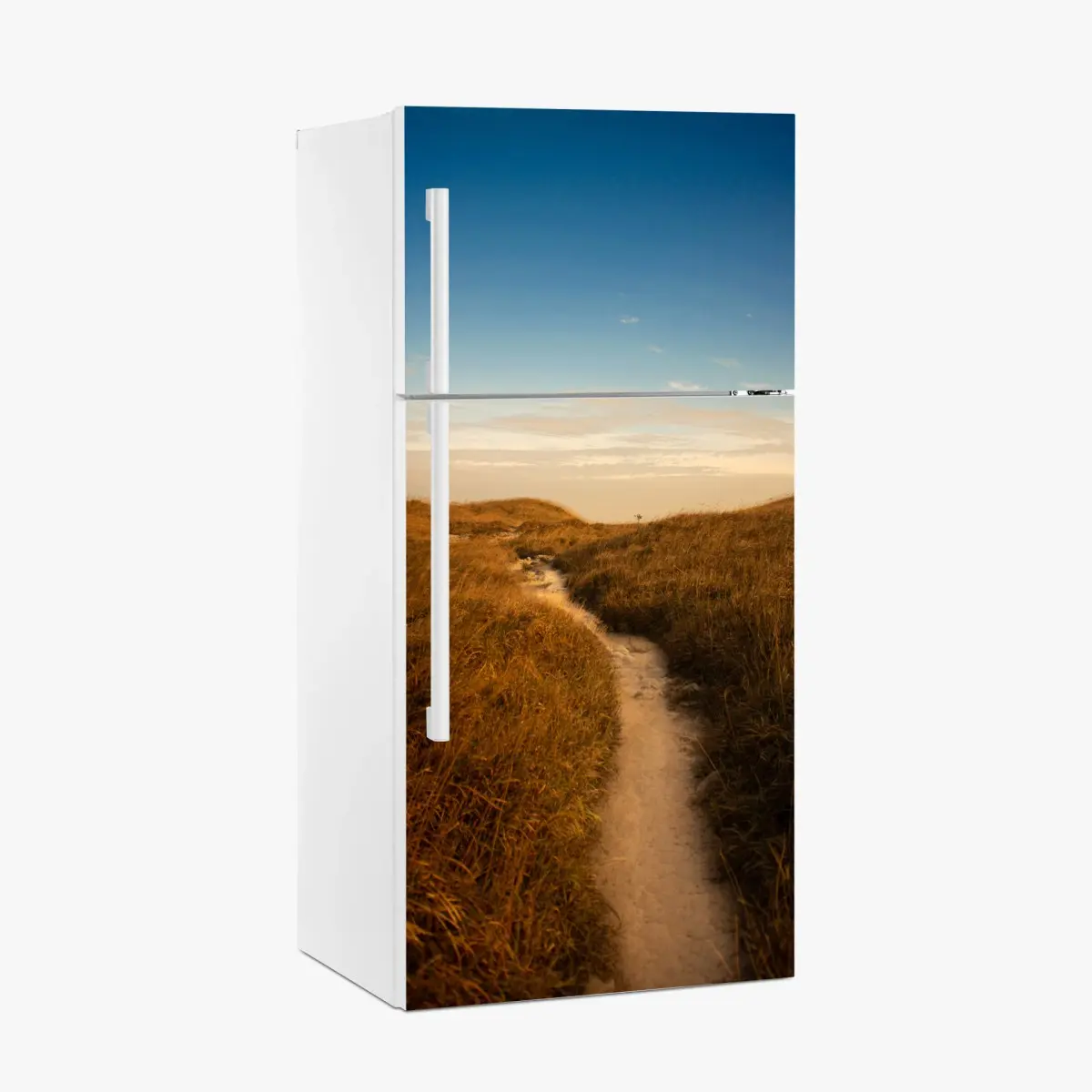 Adesivo per frigorifero sentiero tra le dune al crepuscolo • Wallissimo®