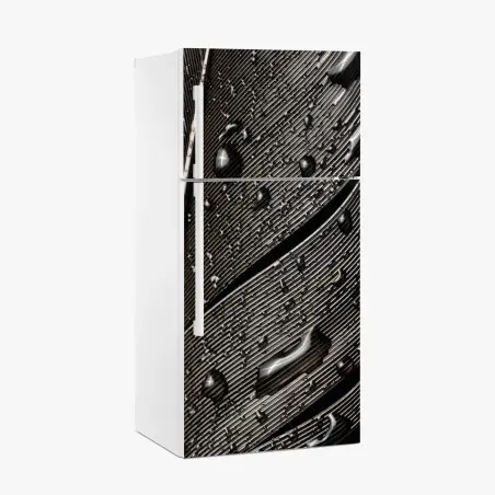 Adesivo per frigorifero dettaglio di piuma bagnata in bianco e nero • Wallissimo®