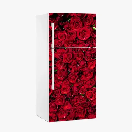 Adesivo per frigorifero mosaico di rose rosse per un'atmosfera romantica • Wallissimo®