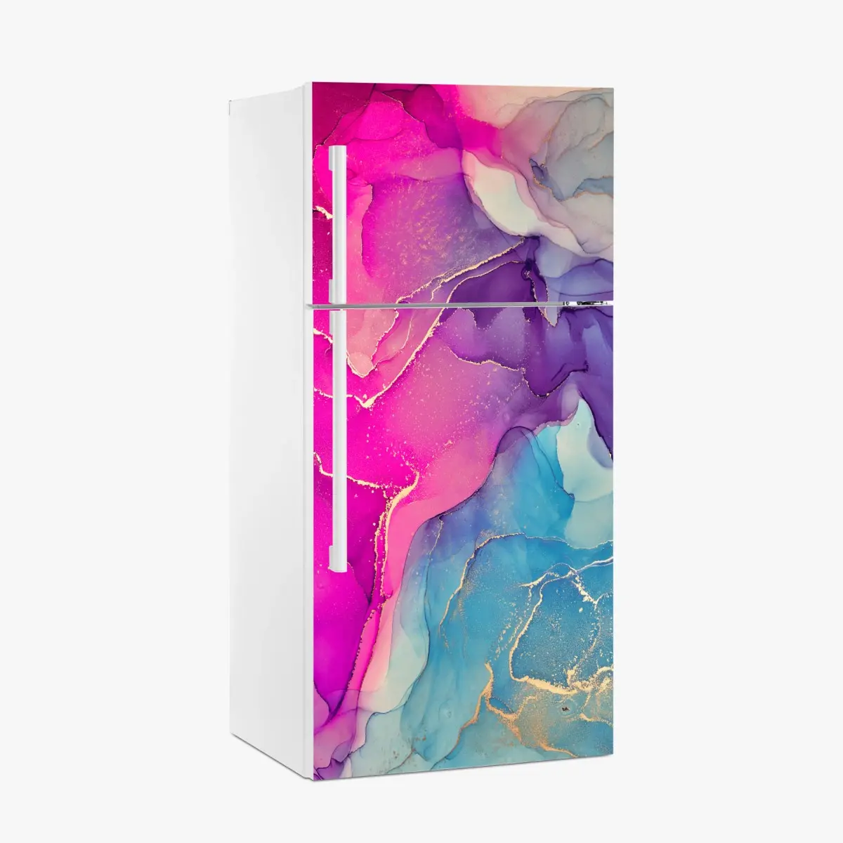 Adesivo per frigorifero sogno liquido: inchiostro alcolico rosa e azzurro • Wallissimo®