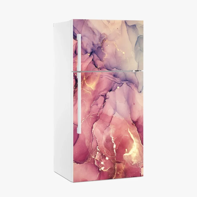 Adesivo per frigorifero marmo liquido rosa e oro