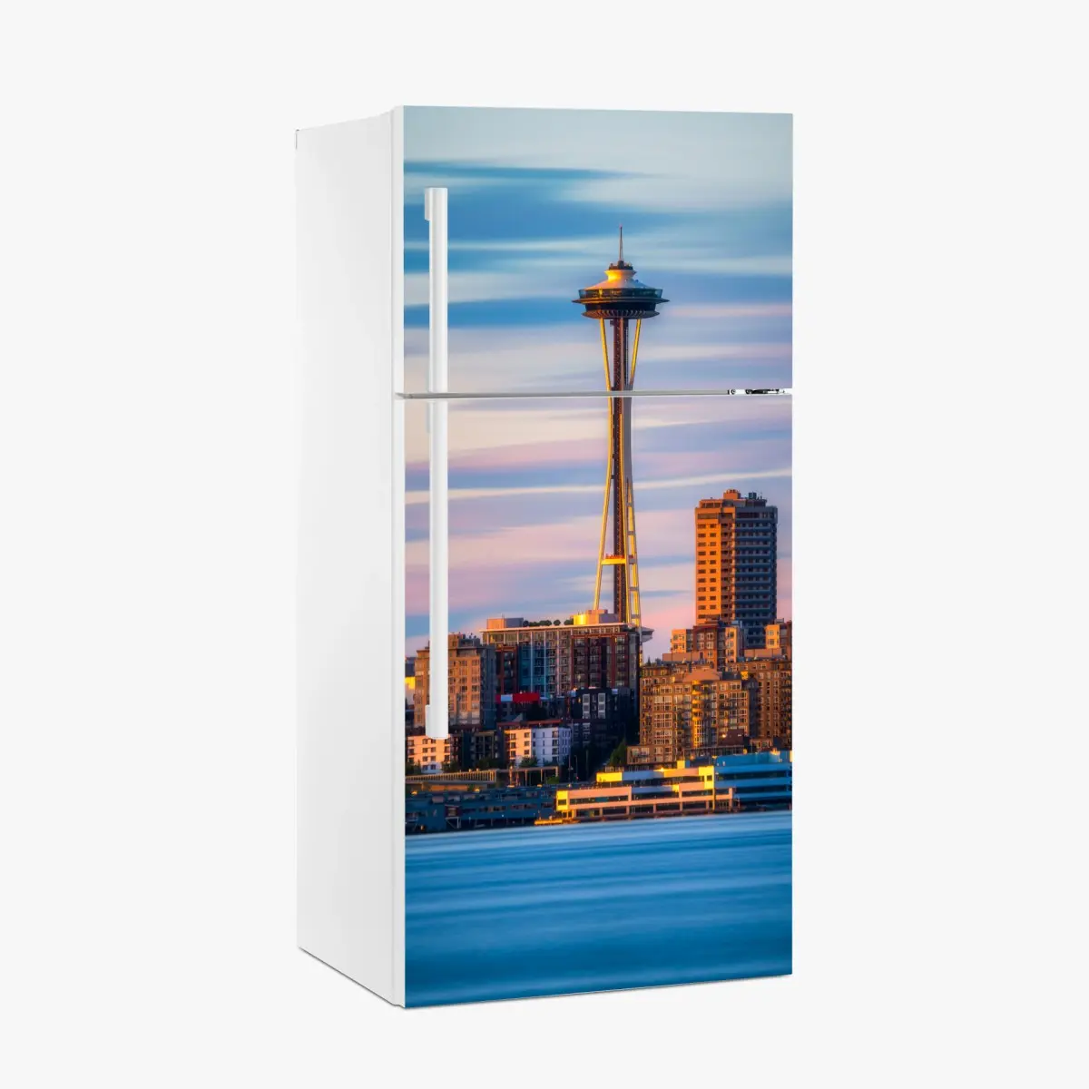 Adesivo per frigorifero tramonto sulla Space Needle di Seattle • Wallissimo®