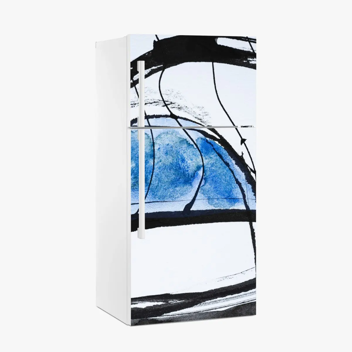 Adesivo per frigorifero arco blu astratto • Wallissimo®