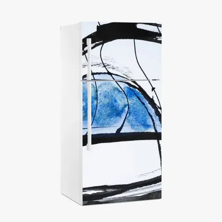 Adesivo per frigorifero arco blu astratto • Wallissimo®