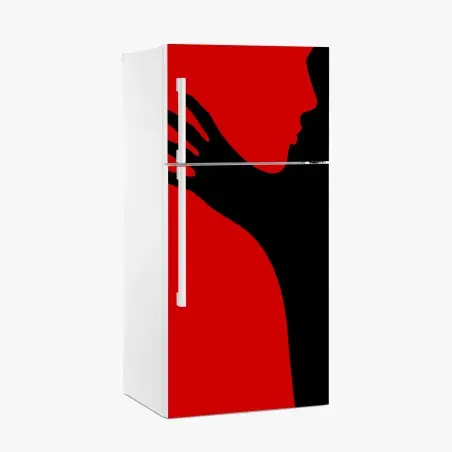 Adesivo per frigorifero silhouette romantica in rosso e nero • Wallissimo®