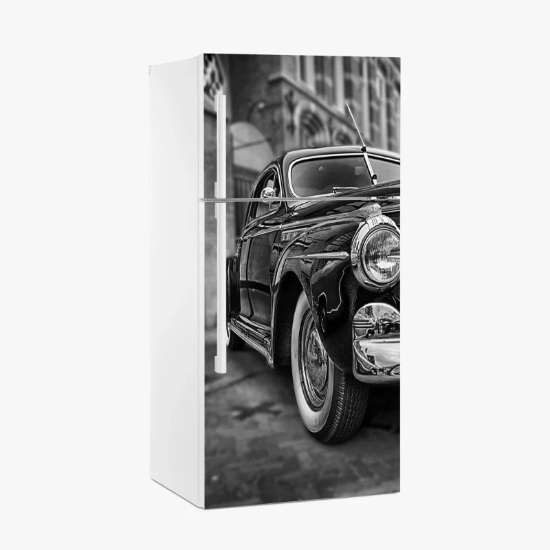 Adesivo per frigorifero eleganza automobilistica d'epoca in bianco e nero