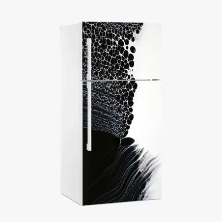 Adesivo per frigorifero danza di bolle in bianco e nero • Wallissimo®