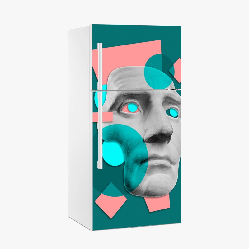 Adesivo per frigorifero volto classico in collage geometrico