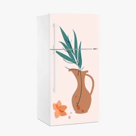 Adesivo per frigorifero composizione botanica in vaso di terracotta • Wallissimo®