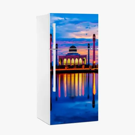 Adesivo per frigorifero moschea centrale di Songkhla al tramonto • Wallissimo®