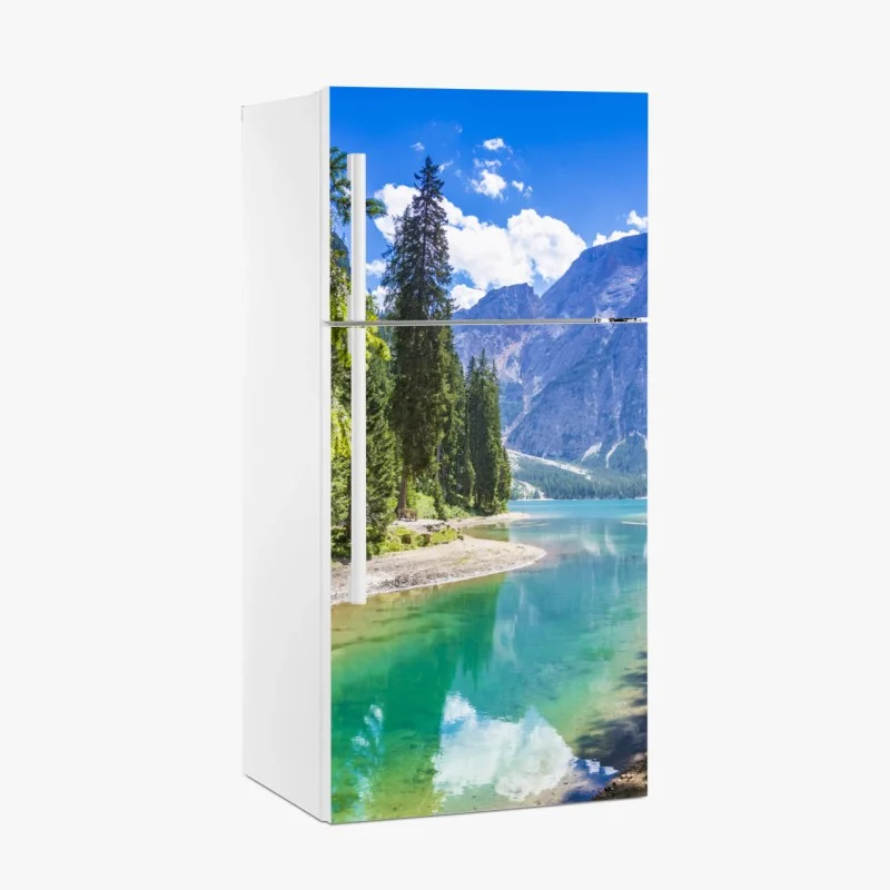 Adesivo per frigorifero panorama del Lago di Braies e Croda del Becco