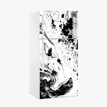 Adesivo per frigorifero astrazione marmorea in bianco e nero • Wallissimo®