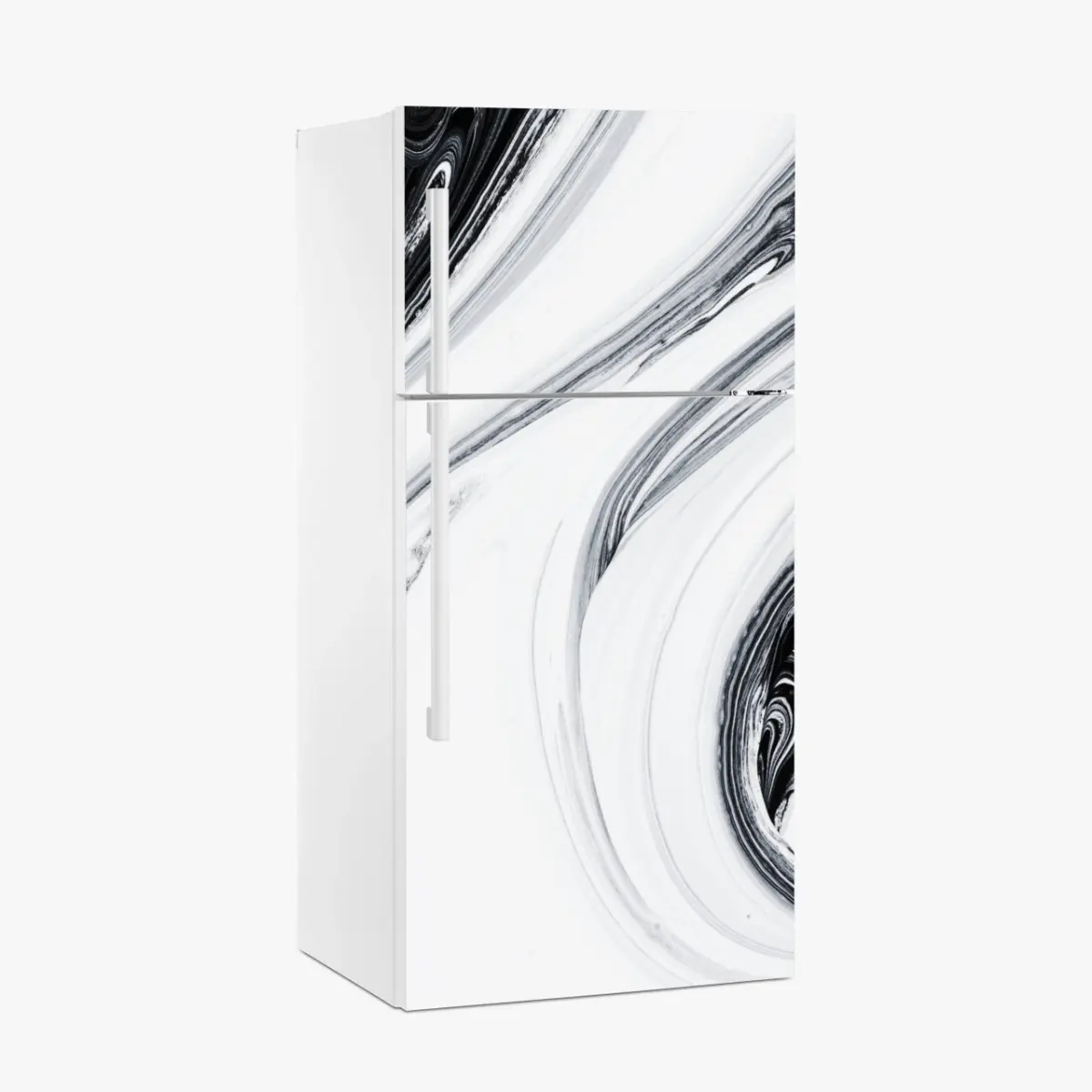 Adesivo per frigorifero eleganza marmorizzata in bianco e nero • Wallissimo®