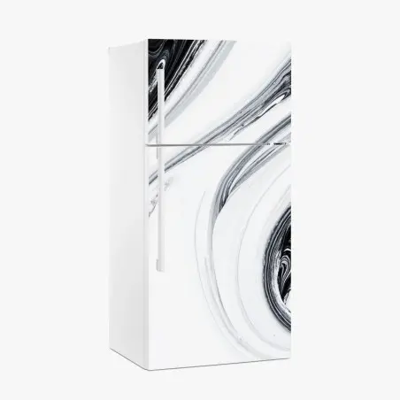 Adesivo per frigorifero eleganza marmorizzata in bianco e nero • Wallissimo®