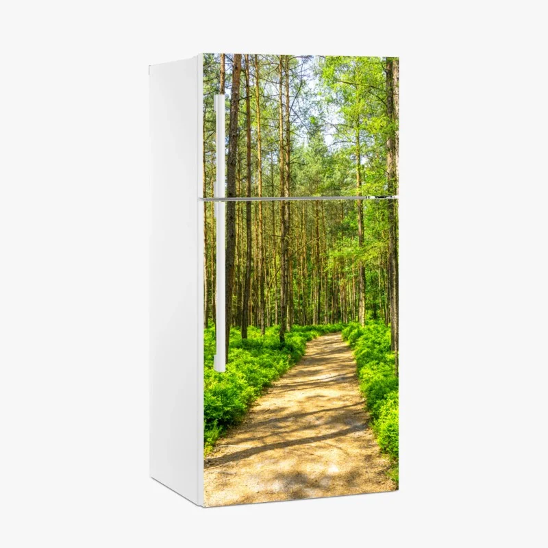 Adesivo per frigorifero sentiero silenzioso nella foresta di pini