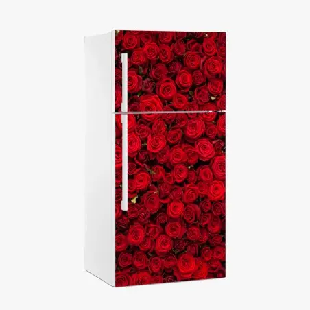 Adesivo per frigorifero mosaico di rose rosse • Wallissimo®