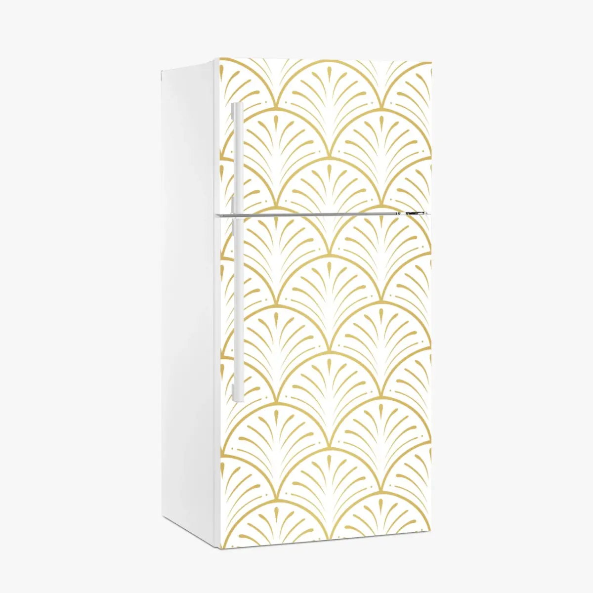 Adesivo per frigorifero motivo art déco dorato su sfondo bianco • Wallissimo® Adesivo per frigorifero motivo art déco dorato su sfondo bianco • Wallissimo®