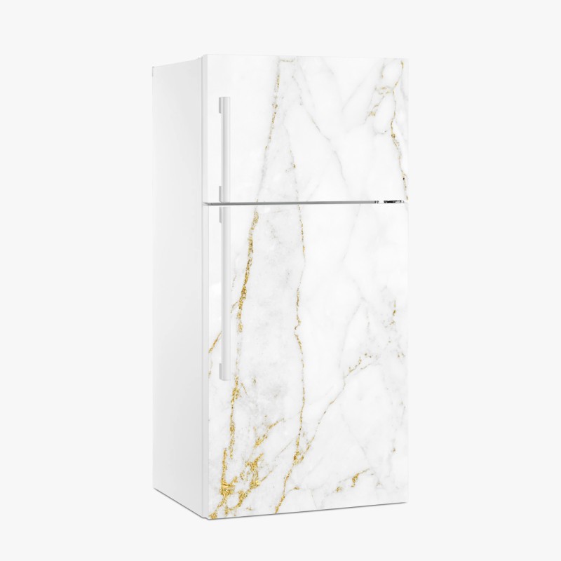Adesivo per frigorifero marmo bianco con venature dorate