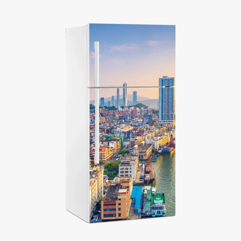 Adesivo per frigorifero panorama urbano al tramonto di Macau