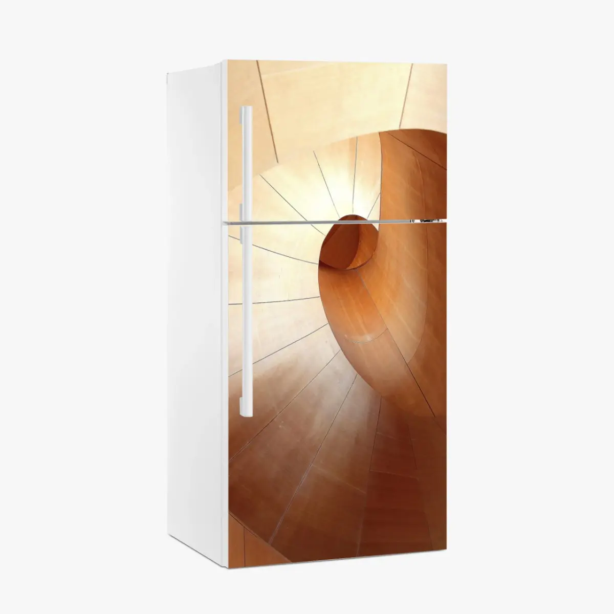 Adesivo per frigorifero spirale in legno astratta • Wallissimo®