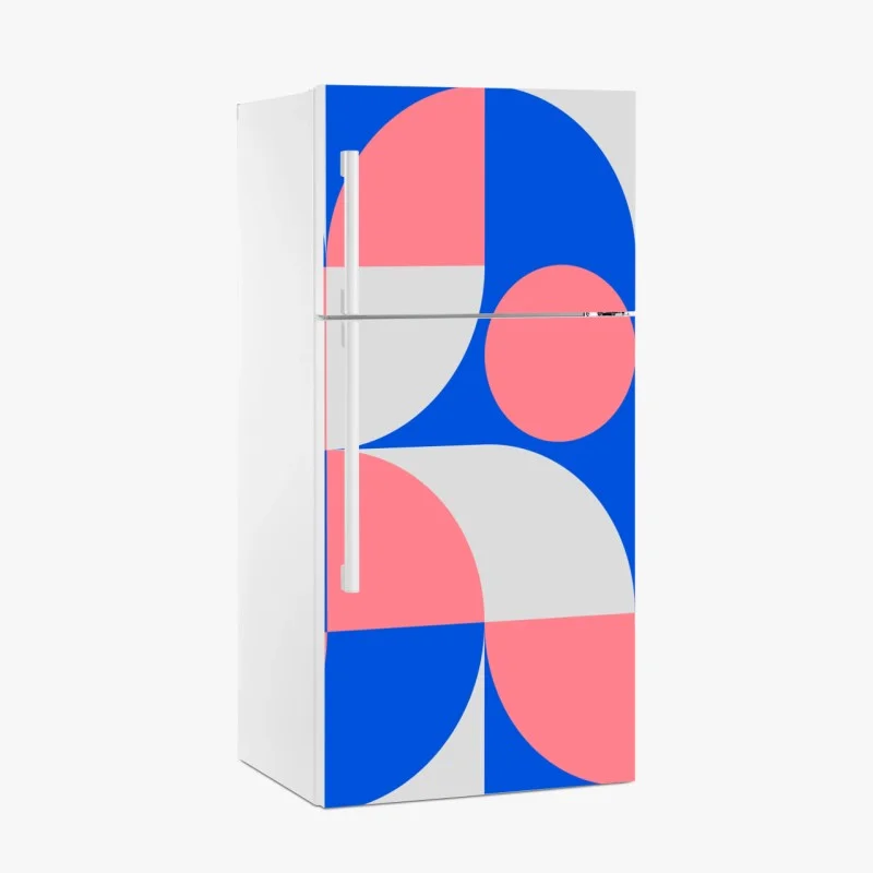 Adesivo per frigorifero motivo geometrico minimalista in rosa e blu