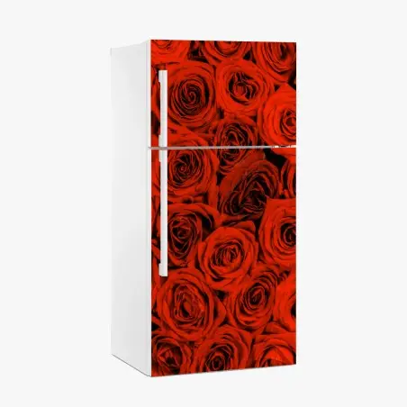 Adesivo per frigorifero sinfonia di rose rosse • Wallissimo®