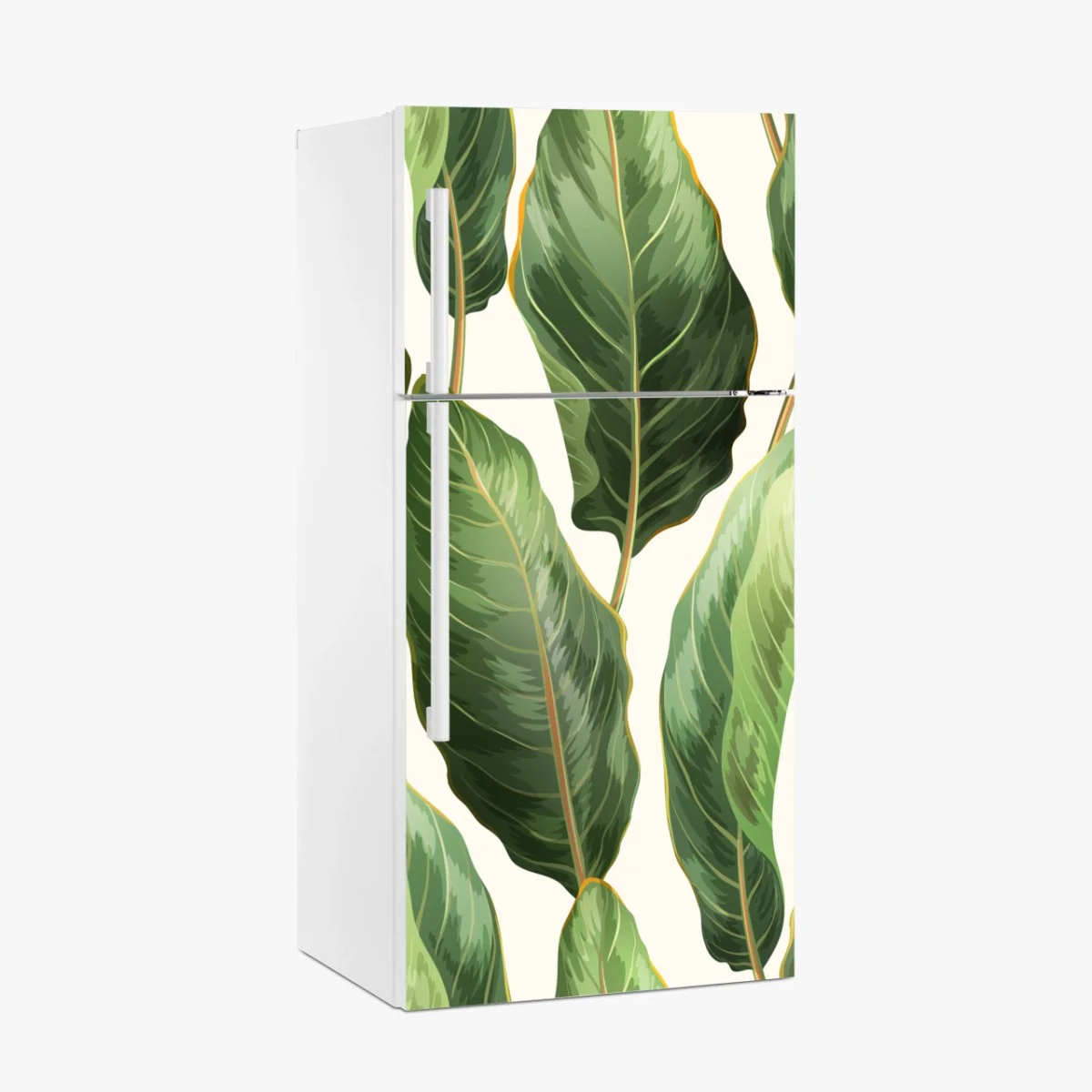 Adesivo per frigorifero motivo botanico di foglie tropicali • Wallissimo® Adesivo per frigorifero motivo botanico di foglie tropicali • Wallissimo®