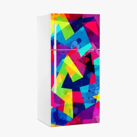 Adesivo per frigorifero esplosione geometrica di colori • Wallissimo®