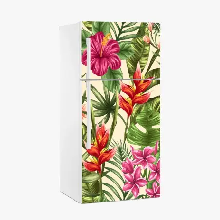 Adesivo per frigorifero motivo tropicale fiorito • Wallissimo®