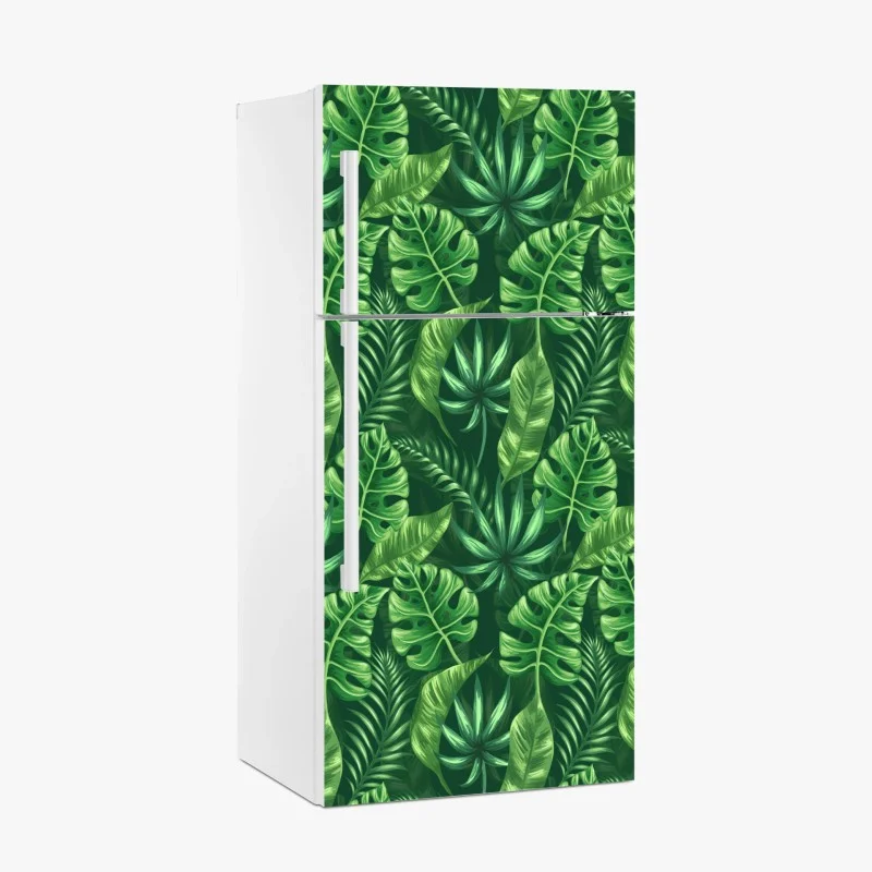 Adesivo per frigorifero pattern botanico tropicale verde • Wallissimo®