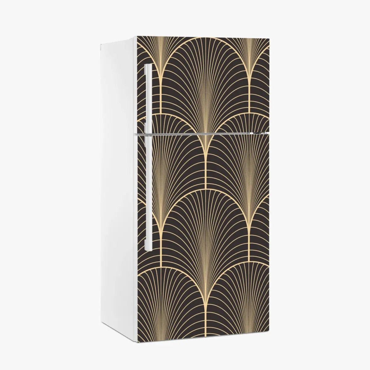 Adesivo per frigorifero motivo art déco dorato su sfondo nero • Wallissimo® Adesivo per frigorifero motivo art déco dorato su sfondo nero • Wallissimo®