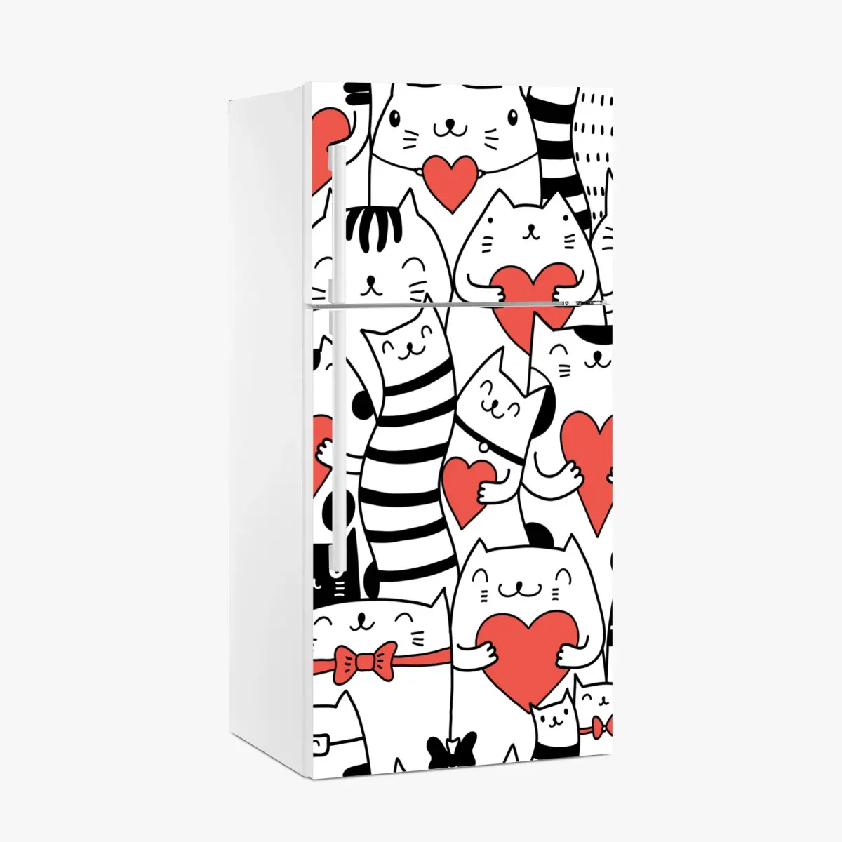 Adesivo per frigorifero motivo di gatti con cuori adorabile • Wallissimo® Adesivo per frigorifero motivo di gatti con cuori adorabile • Wallissimo®