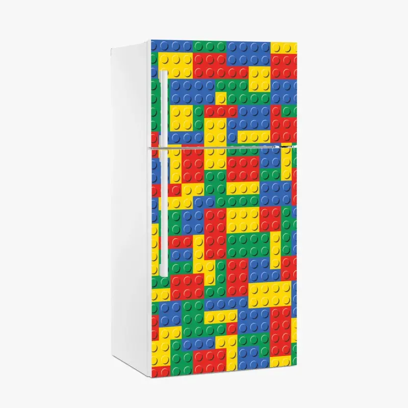 Adesivo per frigorifero motivo di mattoncini colorati per pareti