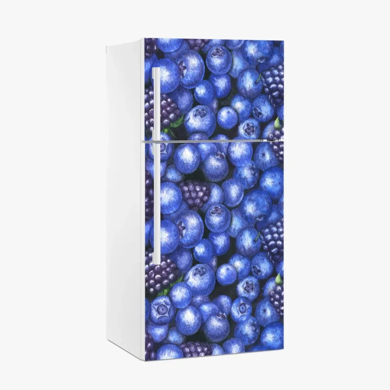 Adesivo per frigorifero motivo mirtilli e more dipinti a mano