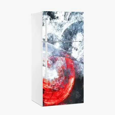 Adesivo per frigorifero vortice frattale rosso e bianco • Wallissimo®
