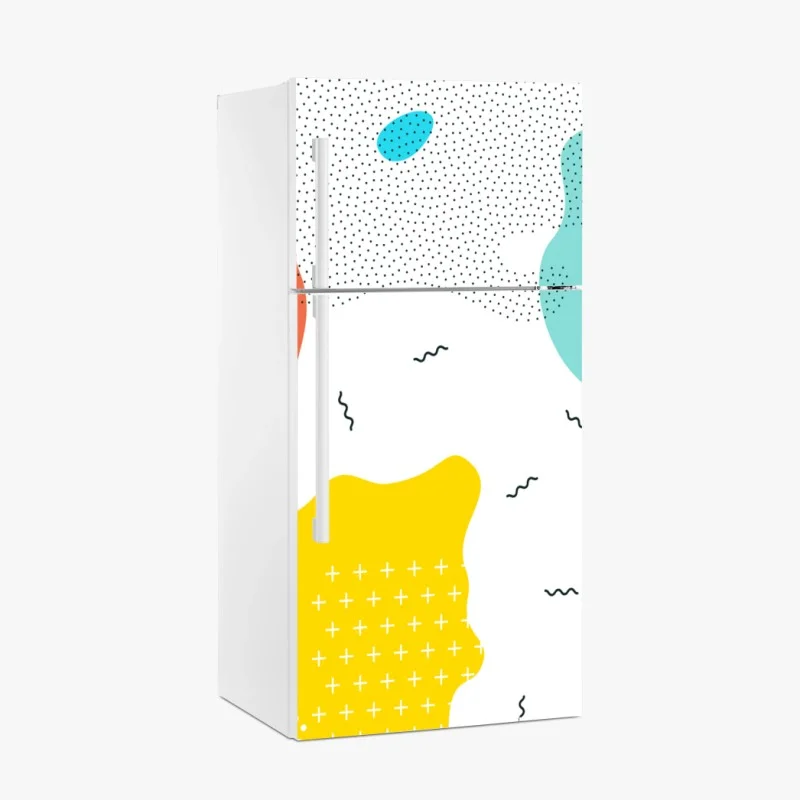 Adesivo per frigorifero design astratto colorato in stile memphis
