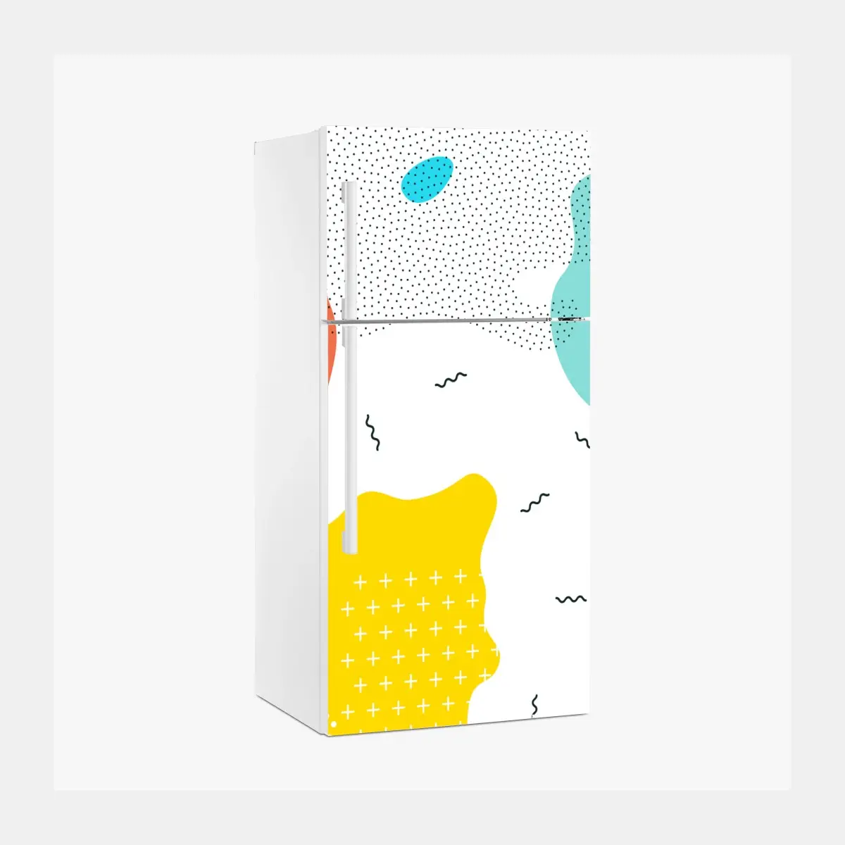 Adesivo per frigorifero design astratto colorato in stile memphis • Wallissimo®