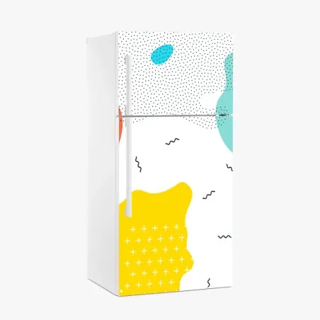Adesivo per frigorifero design astratto colorato in stile memphis • Wallissimo®