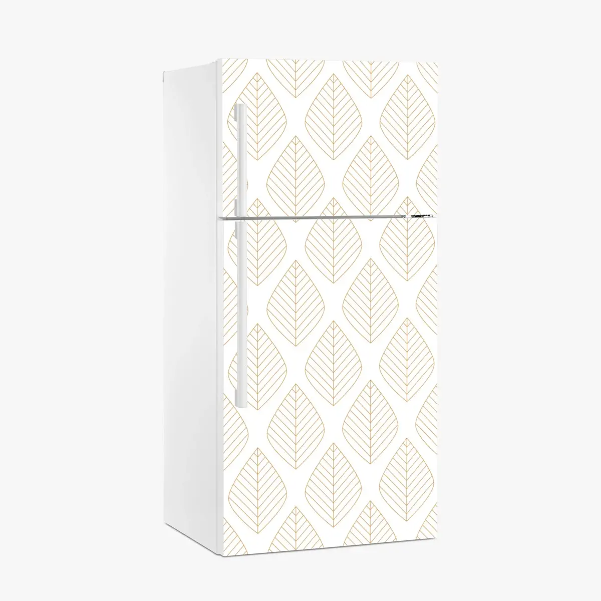 Adesivo per frigorifero motivo di foglie dorate minimalista • Wallissimo®