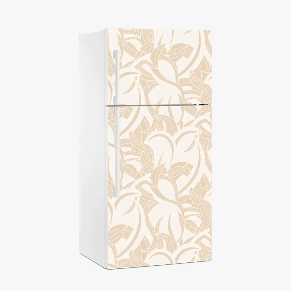 Adesivo per frigorifero motivo di foglie beige elegante • Wallissimo®