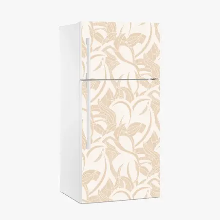 Adesivo per frigorifero motivo di foglie beige elegante • Wallissimo®