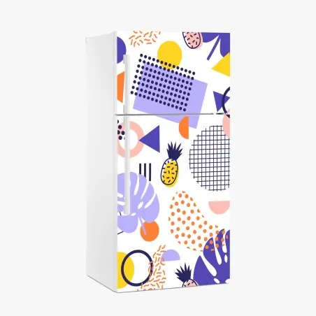 Adesivo per frigorifero motivo tropicale geometrico estivo • Wallissimo®