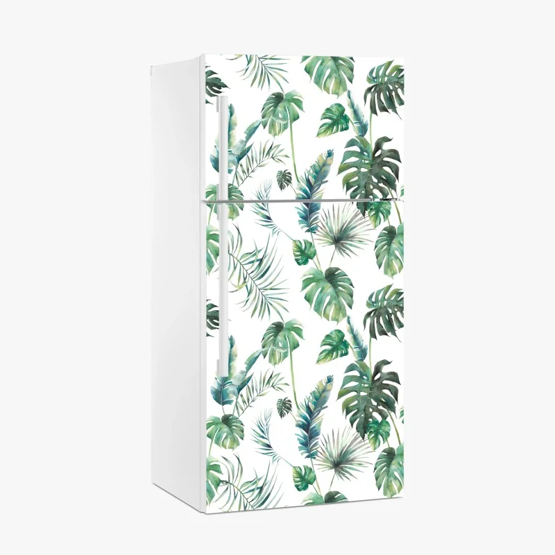 Adesivo per frigorifero motivo foglie tropicali acquerellate