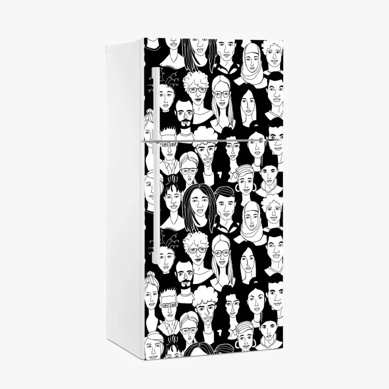 Adesivo per frigorifero ritratto collettivo in bianco e nero