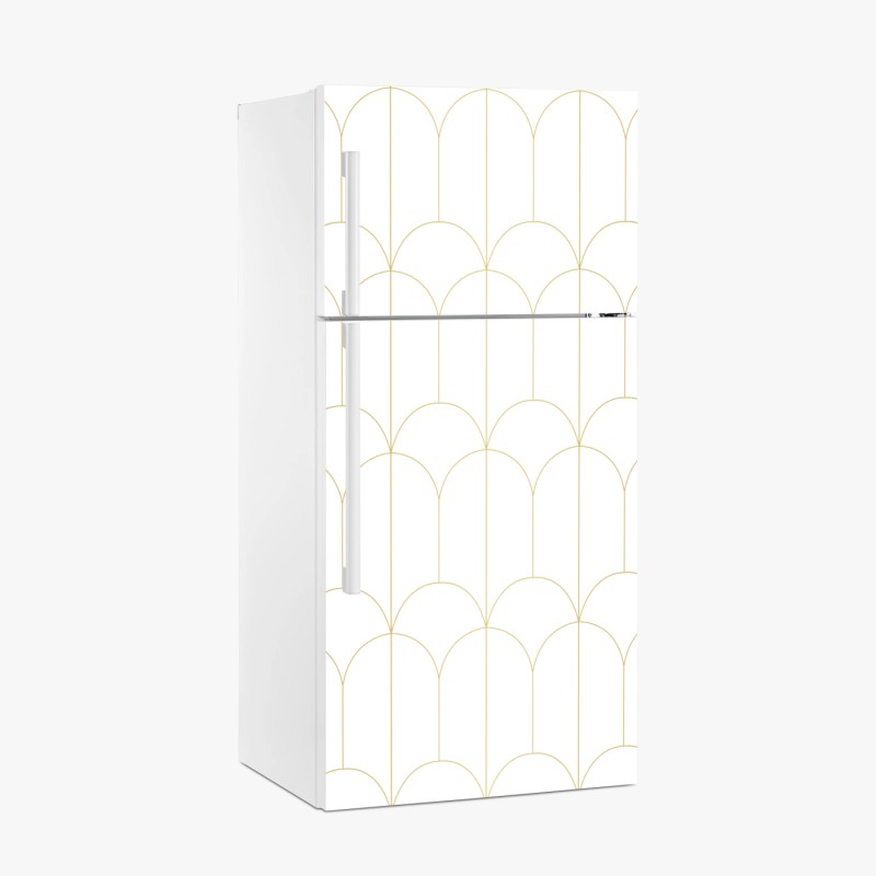 Adesivo per frigorifero motivo art déco oro su sfondo bianco