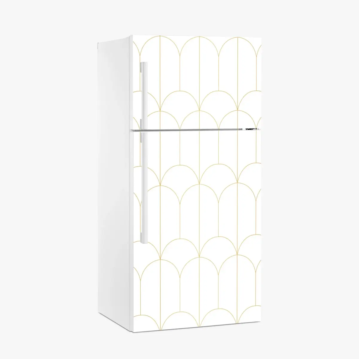 Adesivo per frigorifero motivo art déco oro su sfondo bianco • Wallissimo®