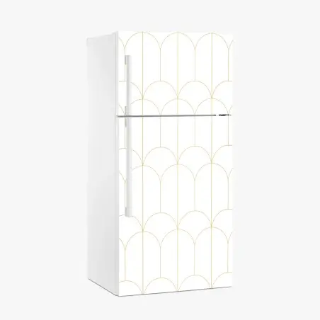 Adesivo per frigorifero motivo art déco oro su sfondo bianco • Wallissimo®